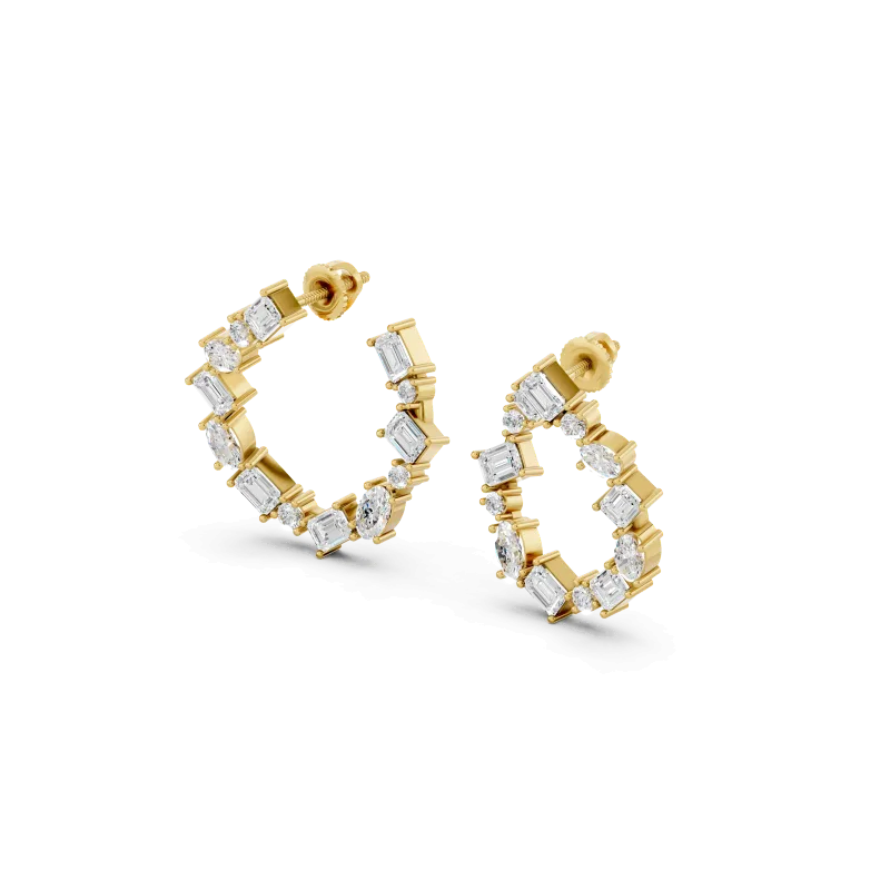 Spotlight Mixed Shape Lab Diamond Hoops-14K Yellow Gold