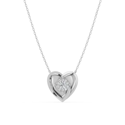 Spira Lab Pave Halo Heart Silver Necklace-Silver