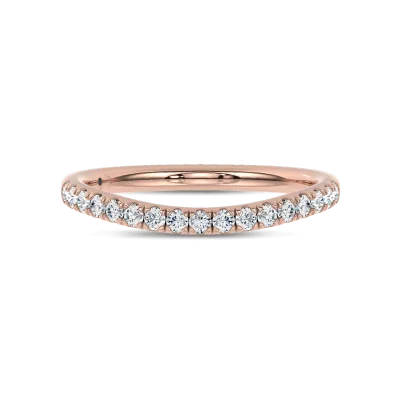 Classic Contoured Pav? Lab Wedding Band by Christian Siriano 14K Rose Gold