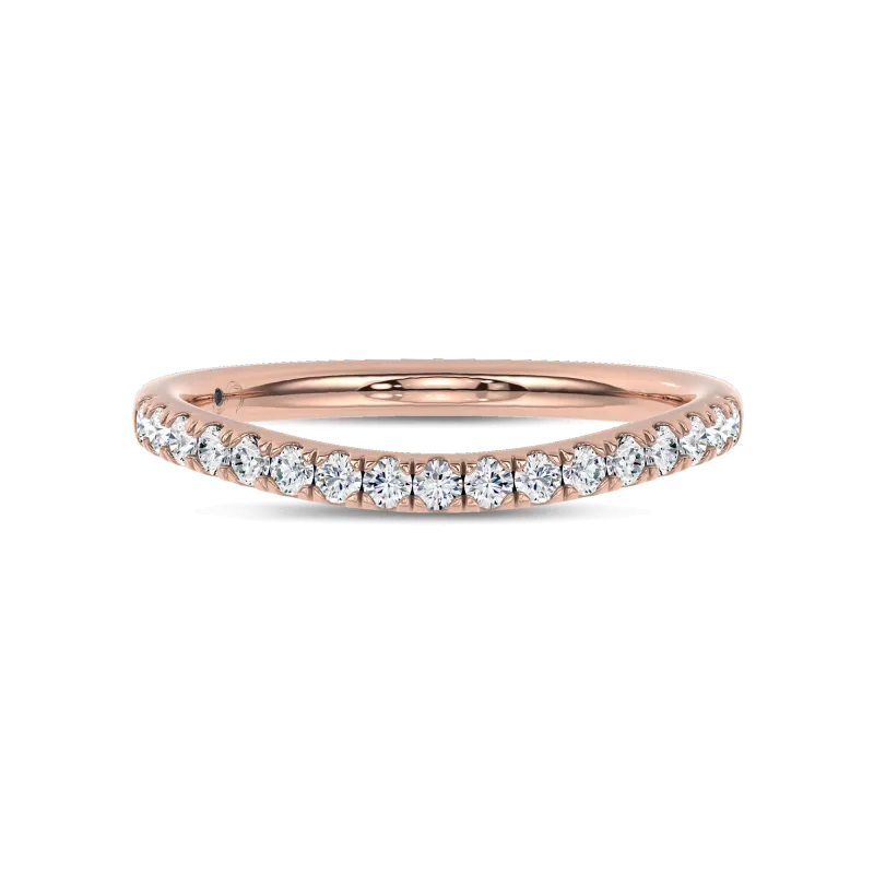 Classic Contoured Pav? Lab Wedding Band by Christian Siriano 14K Rose Gold