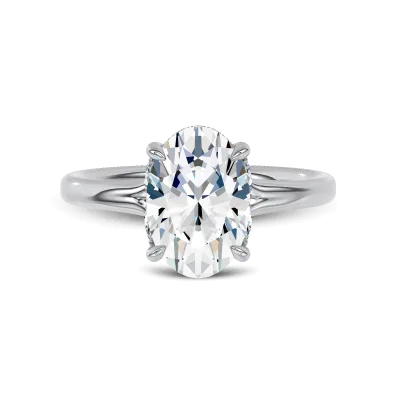 Marcelle Lab Diamond Accent Hidden Halo Engagement Ring, Oval
