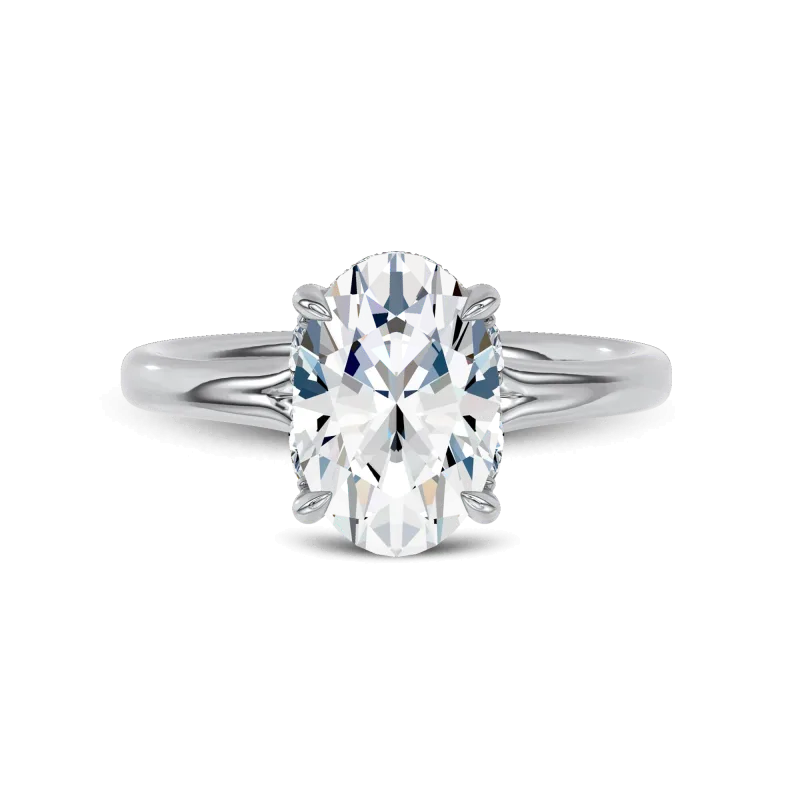 Marcelle Lab Diamond Accent Hidden Halo Engagement Ring, Oval