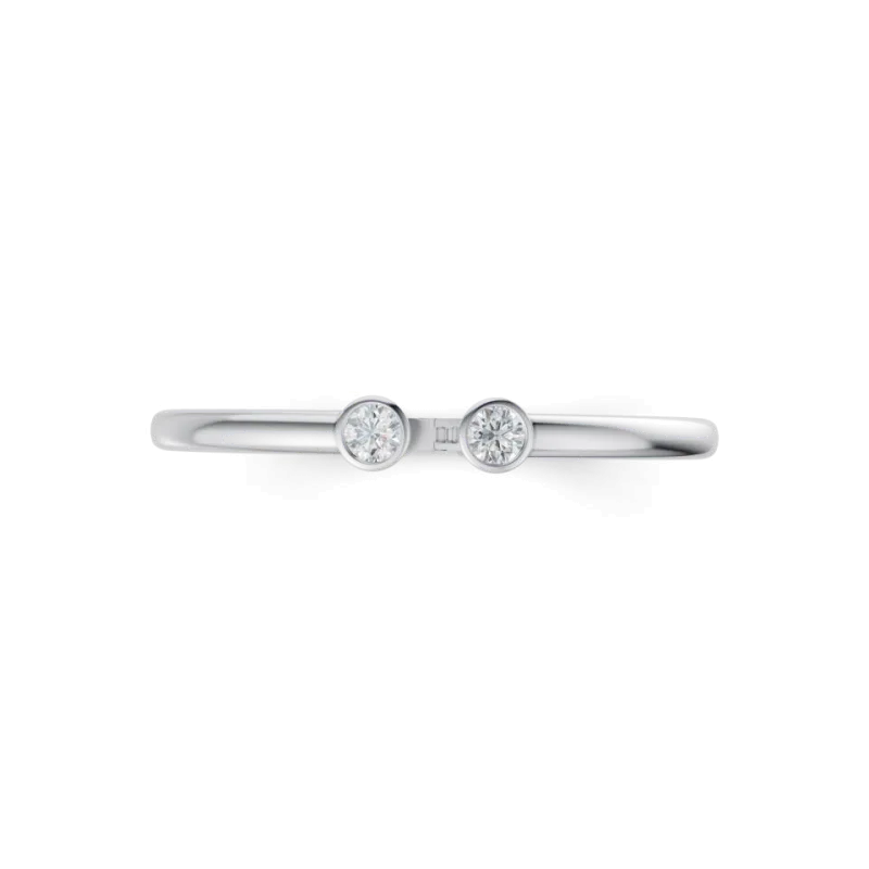 Open Bezel Lab Diamond Silver Bangle Bracelet-Silver