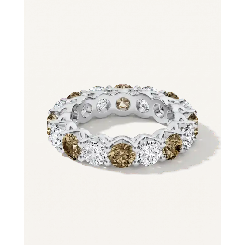 Unity Prong Champagne Diamond Eternity Wedding Band (4.80 ct. tw.) 14K White Gold