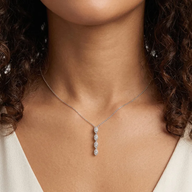 Maravina Vine Lab Drop Pendant by Christian Siriano-14K White Gold worn