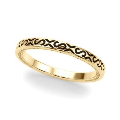 Tanzanora Vintage Inspired Wedding Band 14K Yellow Gold