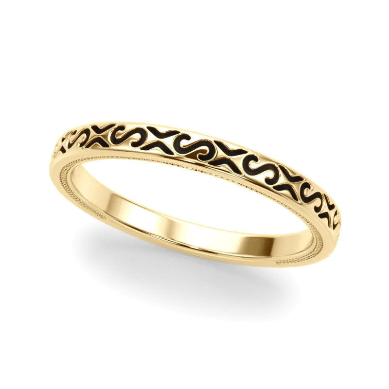 Tanzanora Vintage Inspired Wedding Band 14K Yellow Gold
