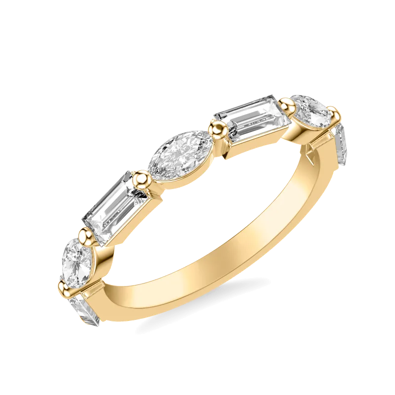 Leeds Baguette And Marquise Lab Wedding Band 14K Yellow Gold