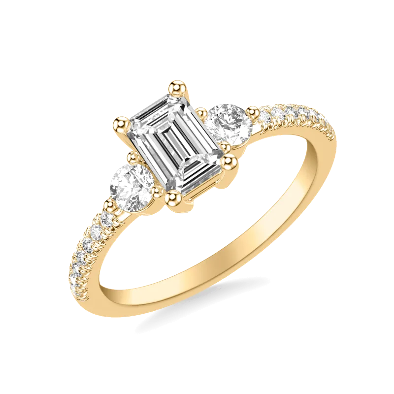 Brigitte Pave Engagement Ring, Emerald