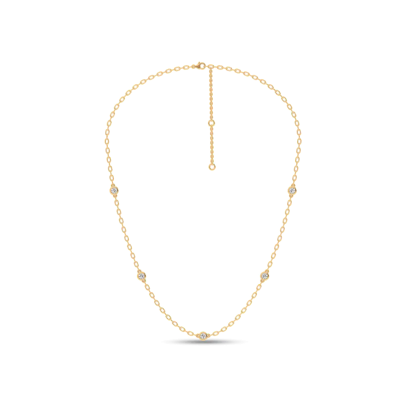 Garelle Lab Diamond Station Necklace-14K Yellow Gold