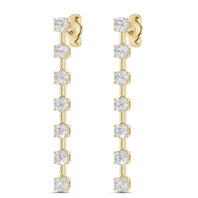 Linear Drop Lab Diamond Earrings-14K Yellow Gold