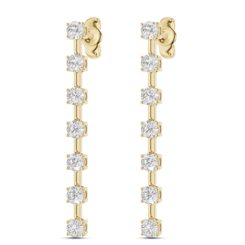 Linear Drop Lab Diamond Earrings-14K Yellow Gold