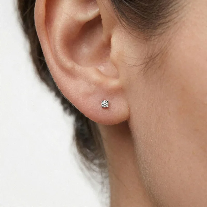 Stackable Lab Diamond Silver Studs-Silver worn