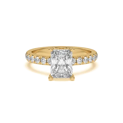 Marie Majestic Hidden Halo Lab Pave Engagement Ring, Radiant