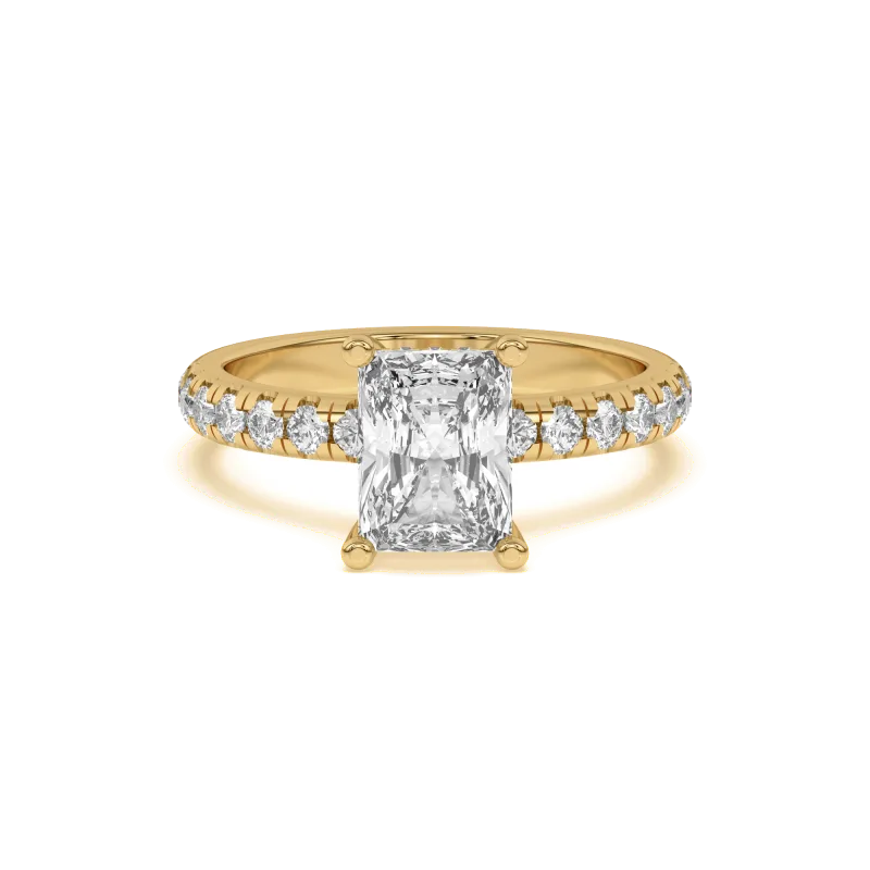 Marie Majestic Hidden Halo Lab Pave Engagement Ring, Radiant