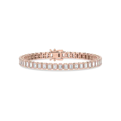 Illume Emerald Lab Diamond Bezel Tennis Bracelet by Christian Siriano-14K Rose Gold