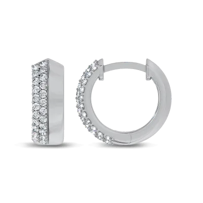 Knife-Edge Pave Lab Diamond Huggies-Silver