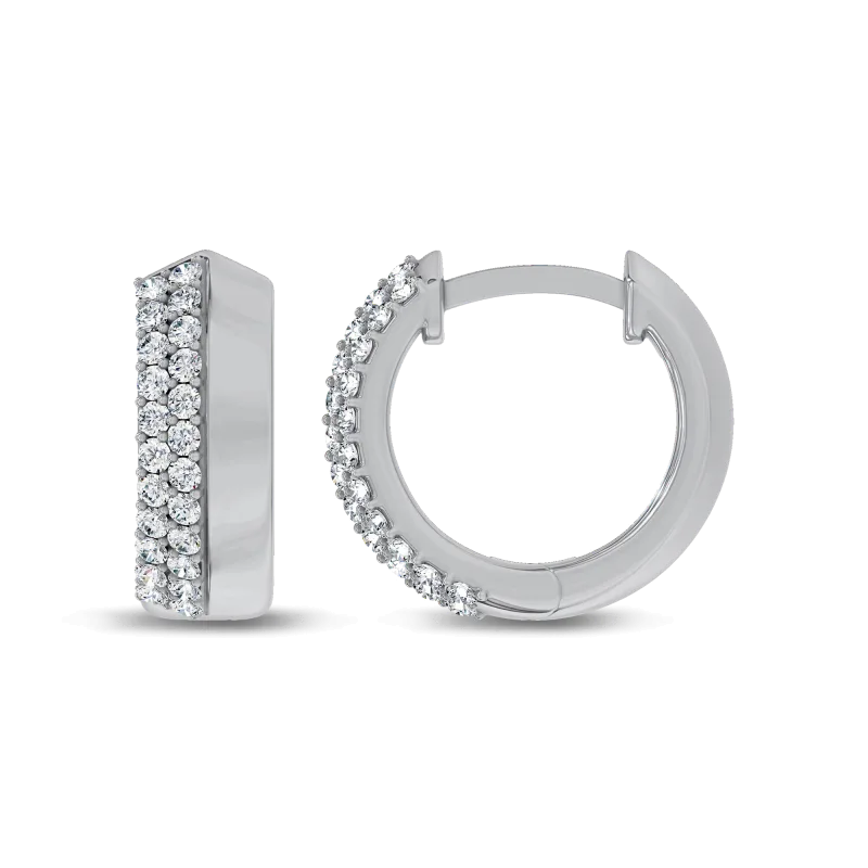 Knife-Edge Pave Lab Diamond Huggies-Silver