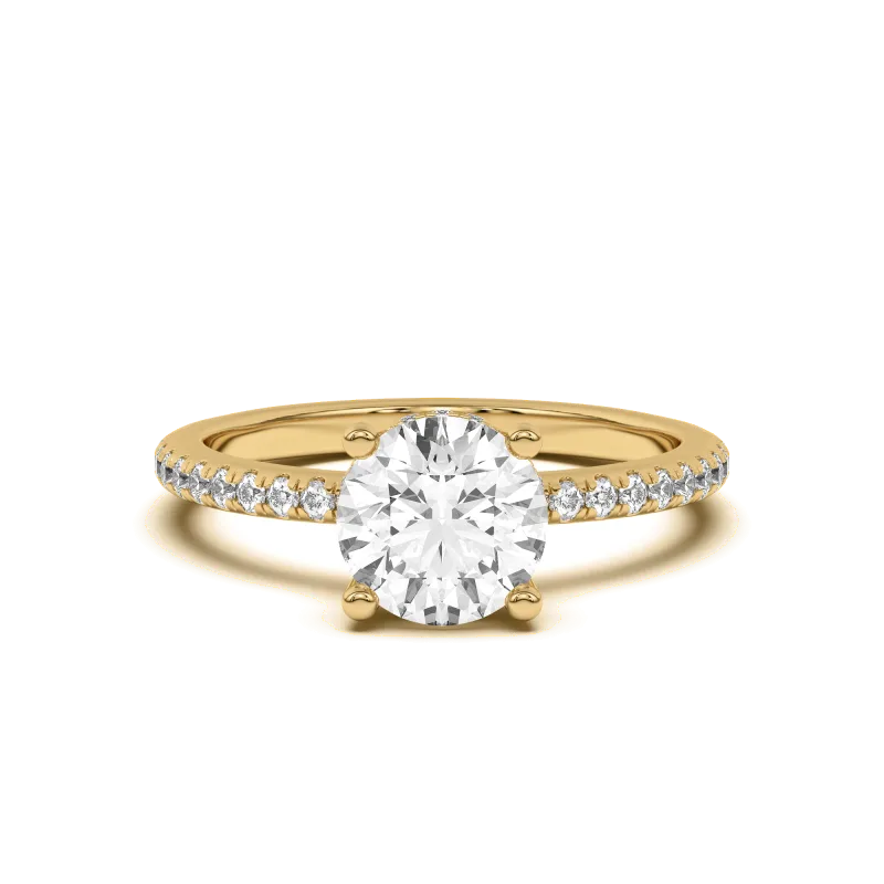 Marie Classic Hidden Halo Lab Pave Engagement Ring, Round