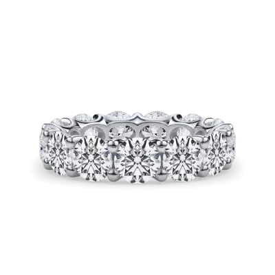 Curved Gallery Round Lab Diamond Eternity Ring (6.50ct. tw.) 14K White Gold