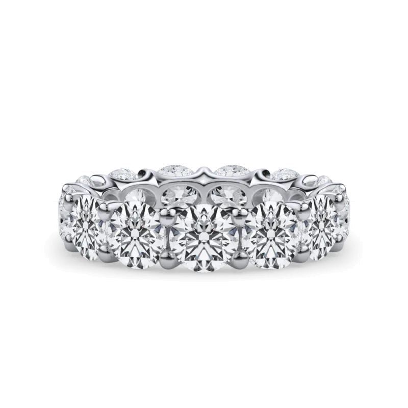 Curved Gallery Round Lab Diamond Eternity Ring (6.50ct. tw.) 14K White Gold