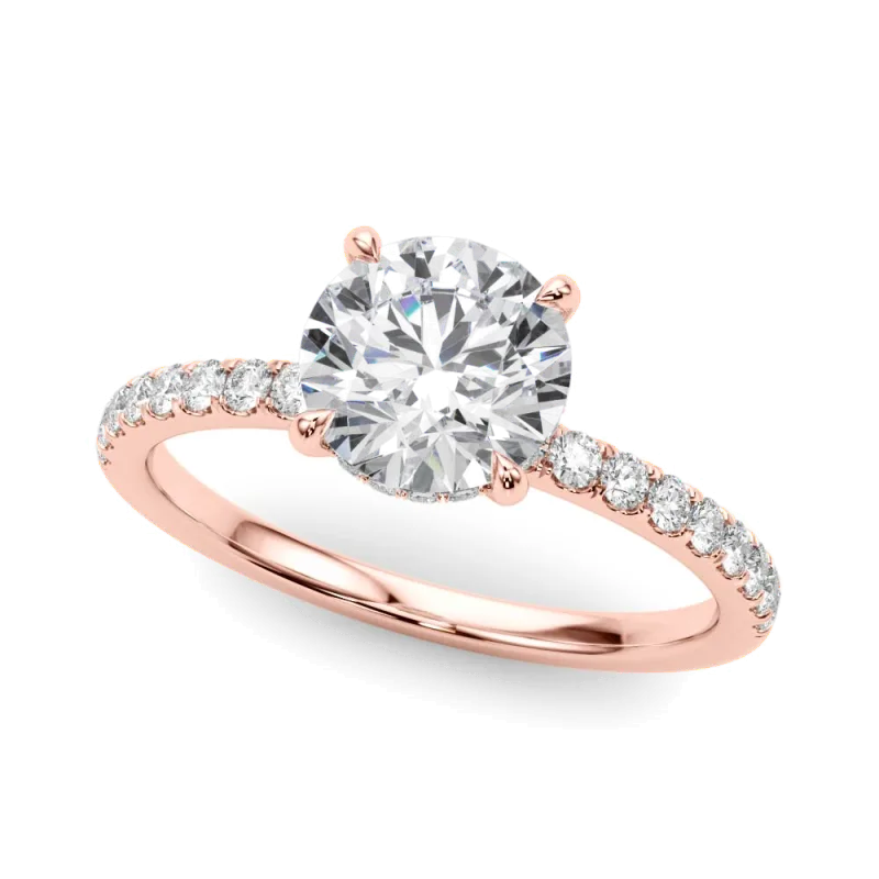 Genevieve Hidden Halo Diamond Engagement Ring, Pear
