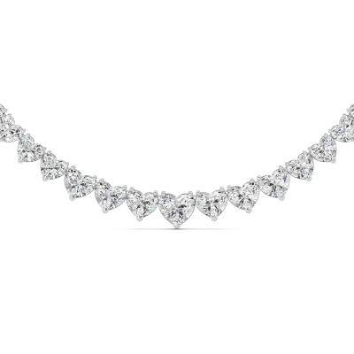 Adjustable Heart Shape Lab Diamond Eternity Statement Necklace (65.00 ct. tw.)-14K White Gold