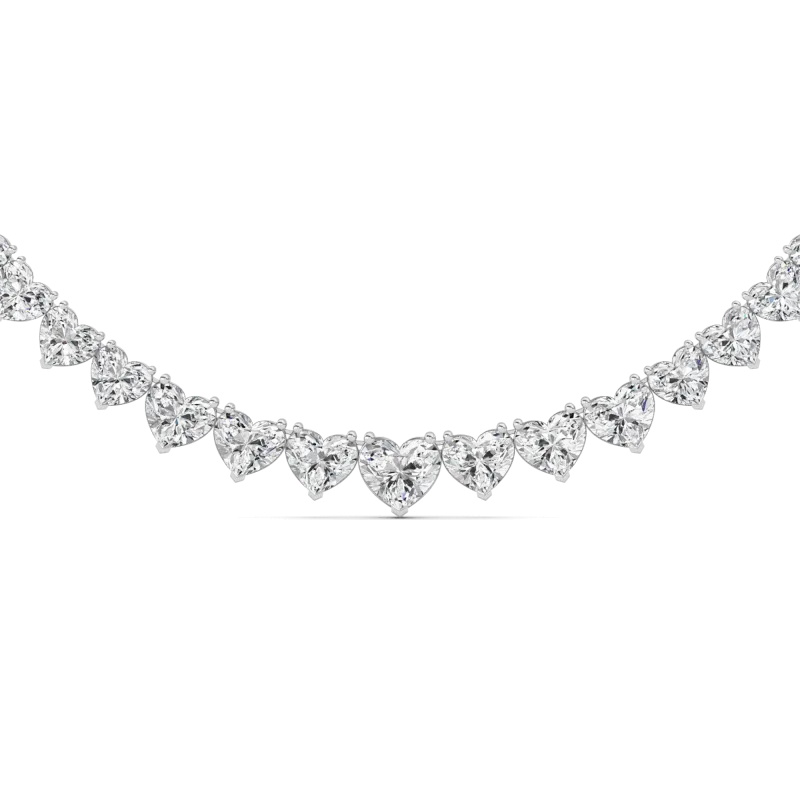 Adjustable Heart Shape Lab Diamond Eternity Statement Necklace (65.00 ct. tw.)-14K White Gold