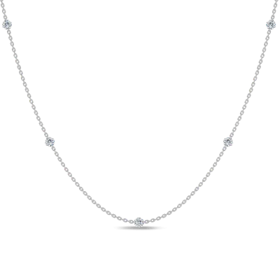 Floating Lab Diamond Station Necklace-14K White Gold