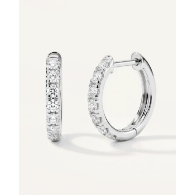 Lab Diamond Hoop Earrings (12mm)-14K White Gold