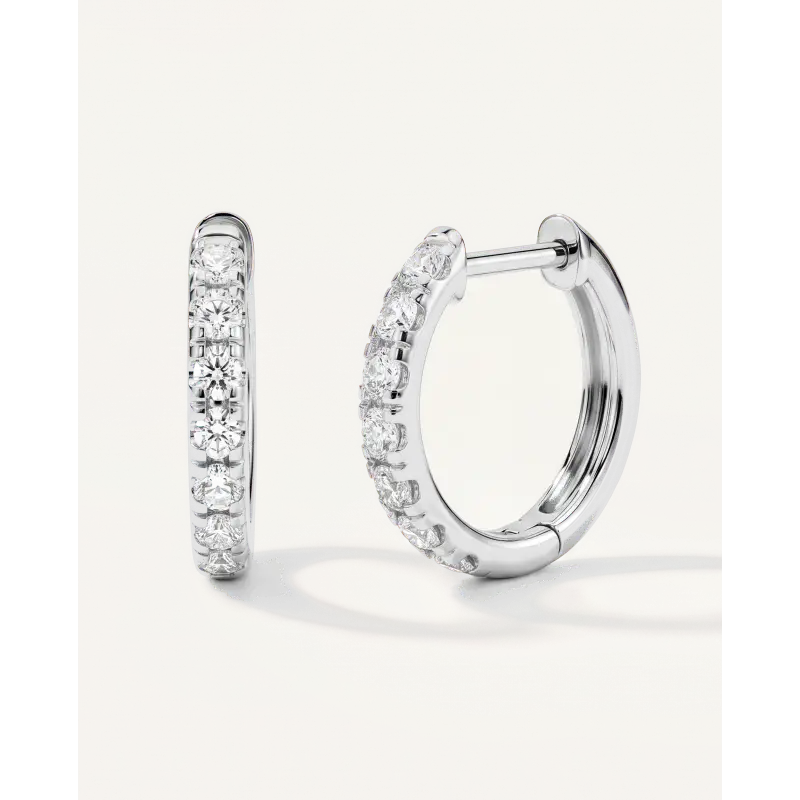 Lab Diamond Hoop Earrings (12mm)-14K White Gold