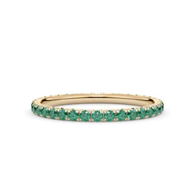 Lab Emerald Pav? Eternity Wedding Band 14K Yellow Gold
