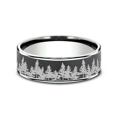 Timberline Engraved Comfort-Fit Wedding Band (7.5mm)