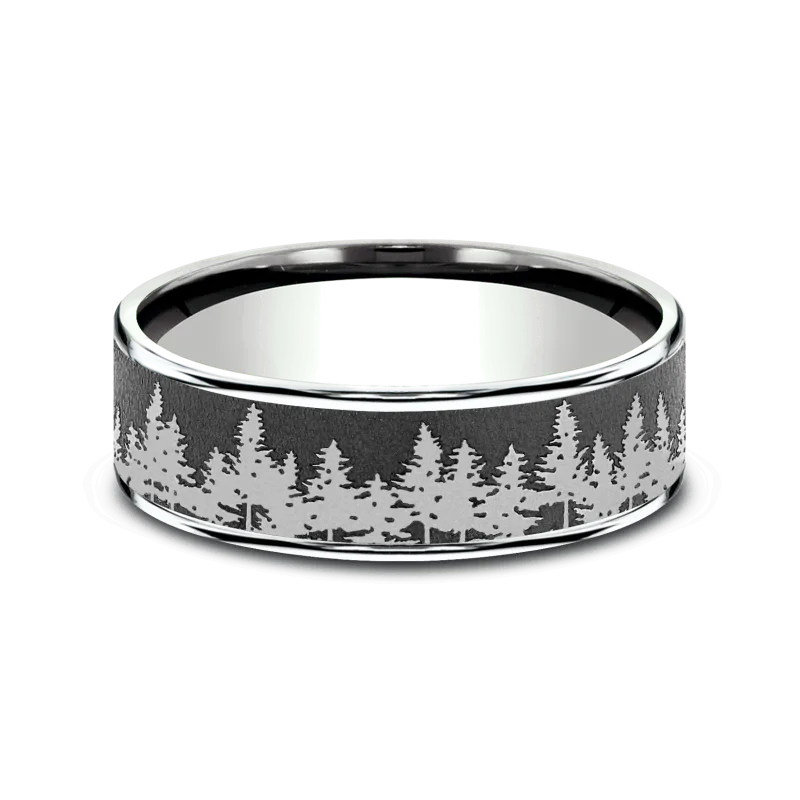 Timberline Engraved Comfort-Fit Wedding Band (7.5mm)