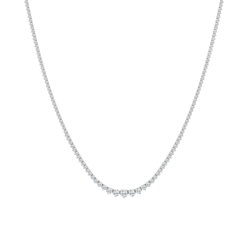 Round Lab Diamond Graduated Riviera Necklace (4 ct. tw.)-14K White Gold