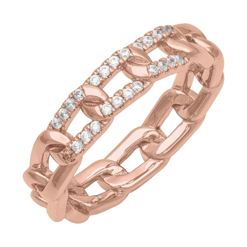 Horizontal Diamond Link Wedding Band (5mm) 14K Rose Gold