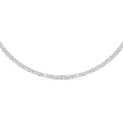 Adjustable Oval & Emerald-Cut Lab Diamond Eternity Necklace (25.00 ct. tw.)-14K White Gold