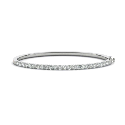Hinged Lab Diamond Bangle-14K White Gold