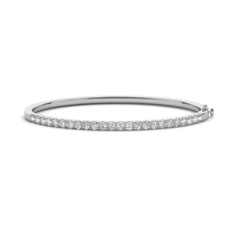 Hinged Lab Diamond Bangle-14K White Gold