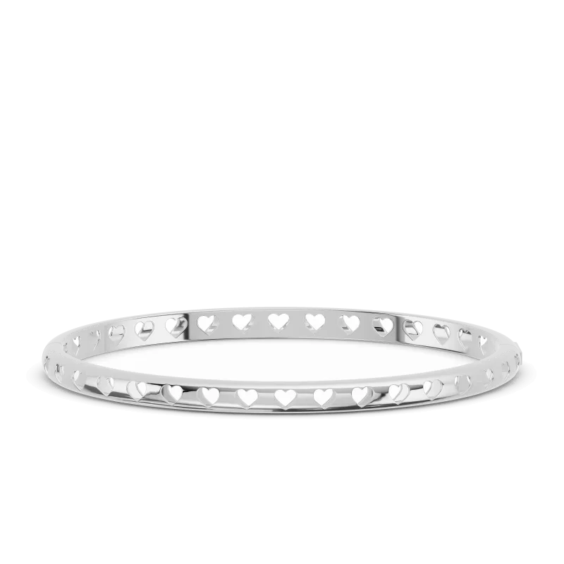 Eternity Heart Cutout Silver Bangle-Silver