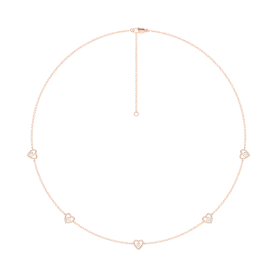 Heart Embrace Lab Diamond Five-Station Necklace-14K Rose Gold