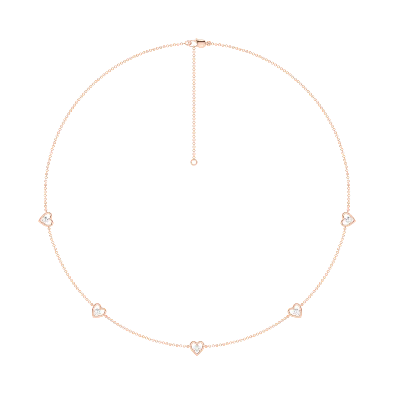 Heart Embrace Lab Diamond Five-Station Necklace-14K Rose Gold