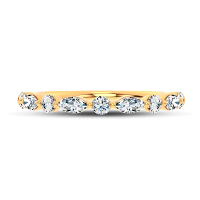 Serenity Marquise And Round Diamond Wedding Band 14K Yellow Gold
