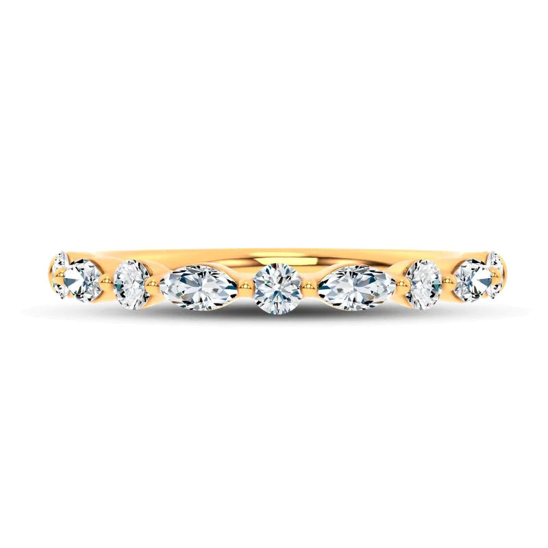 Serenity Marquise And Round Diamond Wedding Band 14K Yellow Gold
