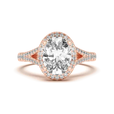 Clarissa Split Shank Halo Engagement Ring, Oval