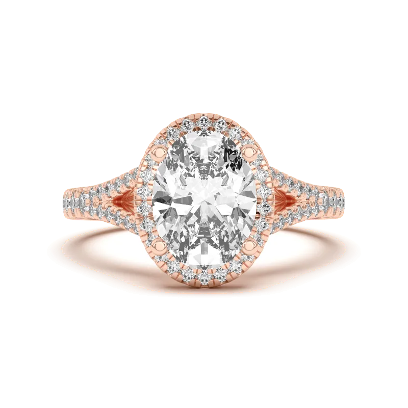Clarissa Split Shank Halo Engagement Ring, Oval