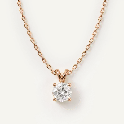 Split Bail Lab Diamond Solitaire Necklace (1.00 ct.)-14K Rose Gold
