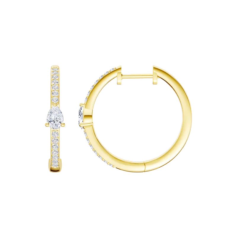 Embliss Pear Accent Pave Lab Hoops (1/3 ct. tw)-14K Yellow Gold