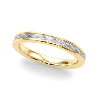 Fleurie Channel Set Baguette Wedding Band 14K Yellow Gold