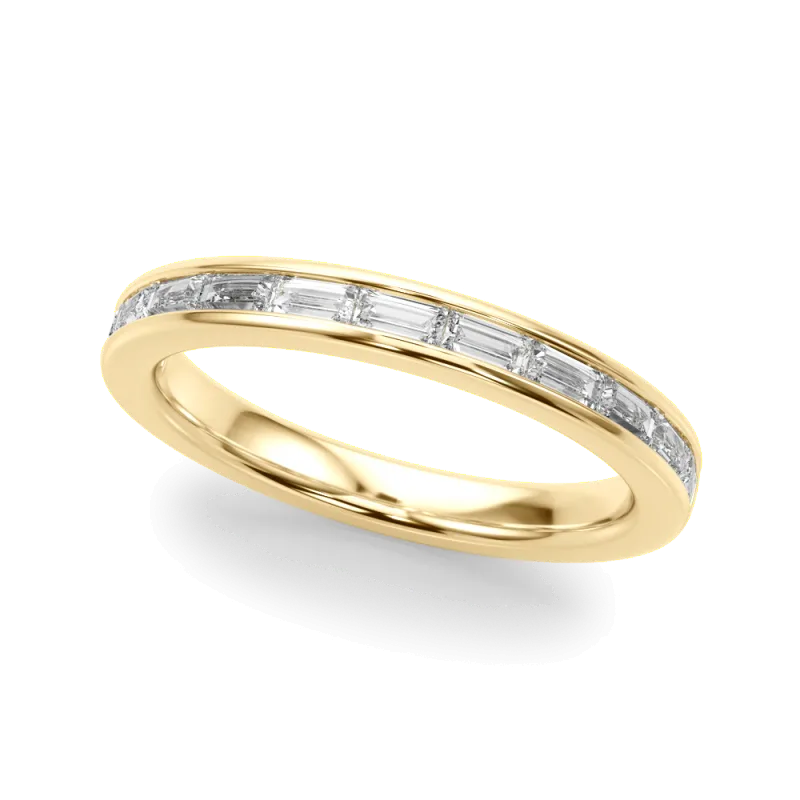 Fleurie Channel Set Baguette Wedding Band 14K Yellow Gold